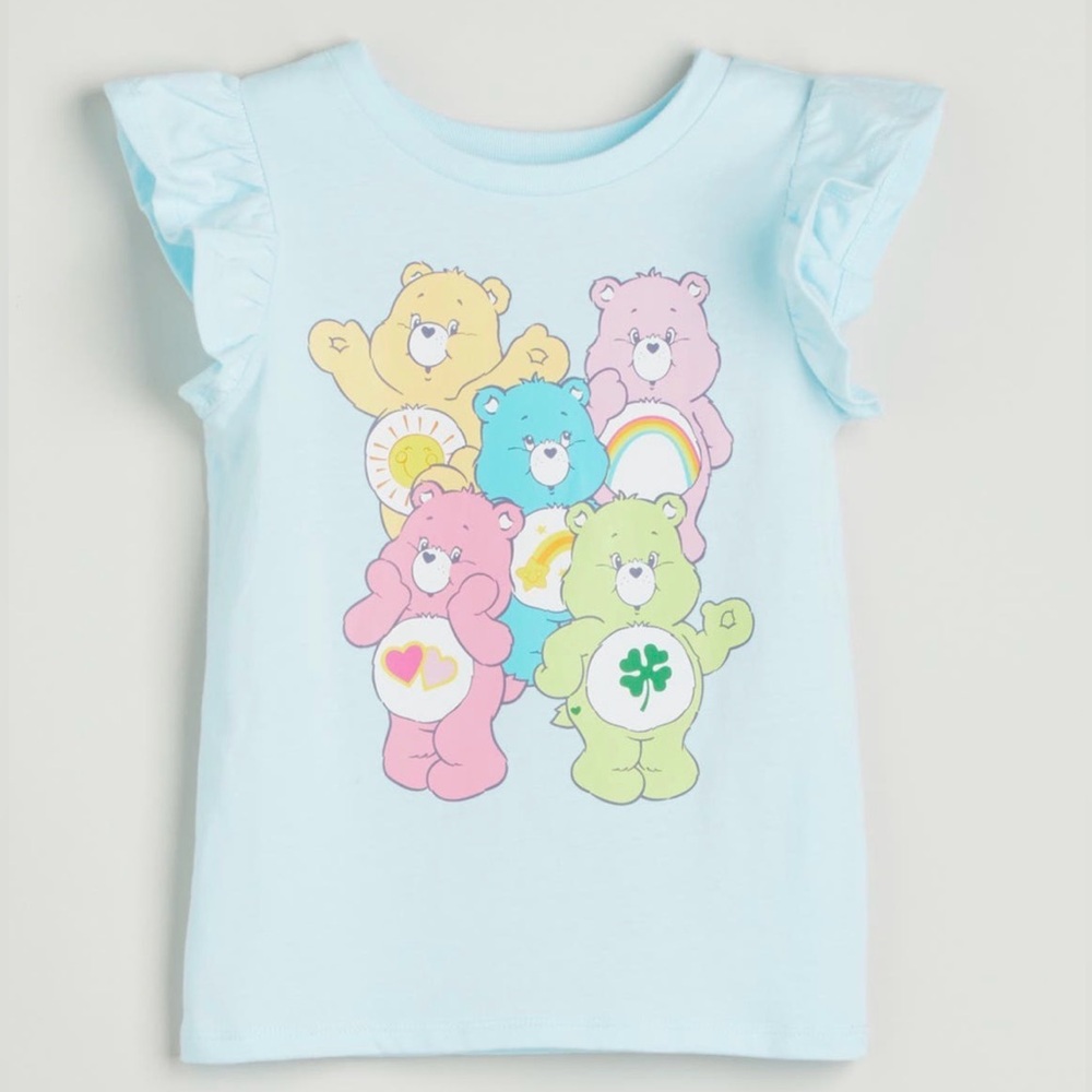 🩷💛🩵Tucker + Tate Care Bears flutter sleeve top🩷💛🩵